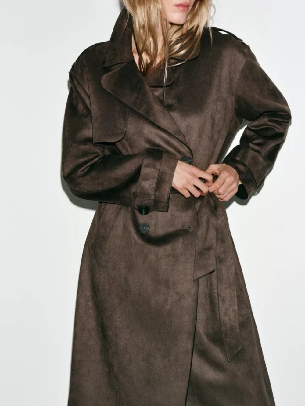 Zara Women's Dark Light Khaki  Trench Coat Size M